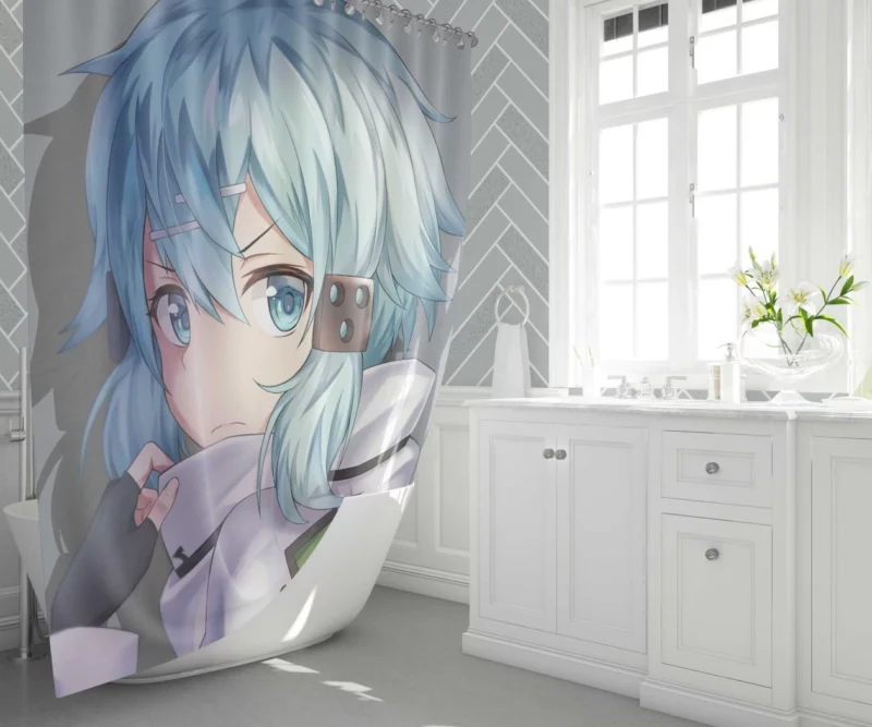 Sinon Shino Asada Aiming for Excellence Anime Shower Curtain 1