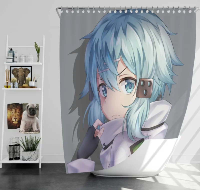 Sinon Shino Asada Aiming for Excellence Anime Shower Curtain