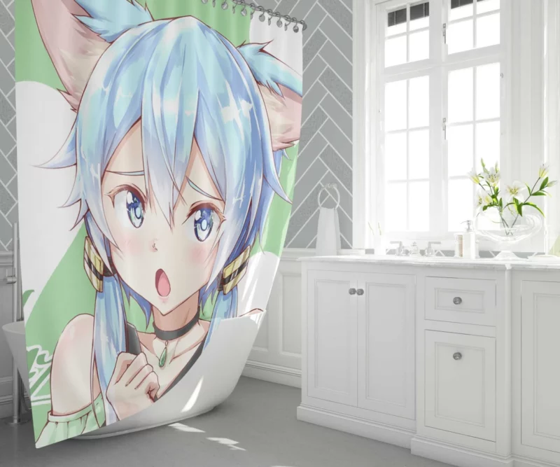 Sinon Shino Asada Digital Heroine Anime Shower Curtain 1