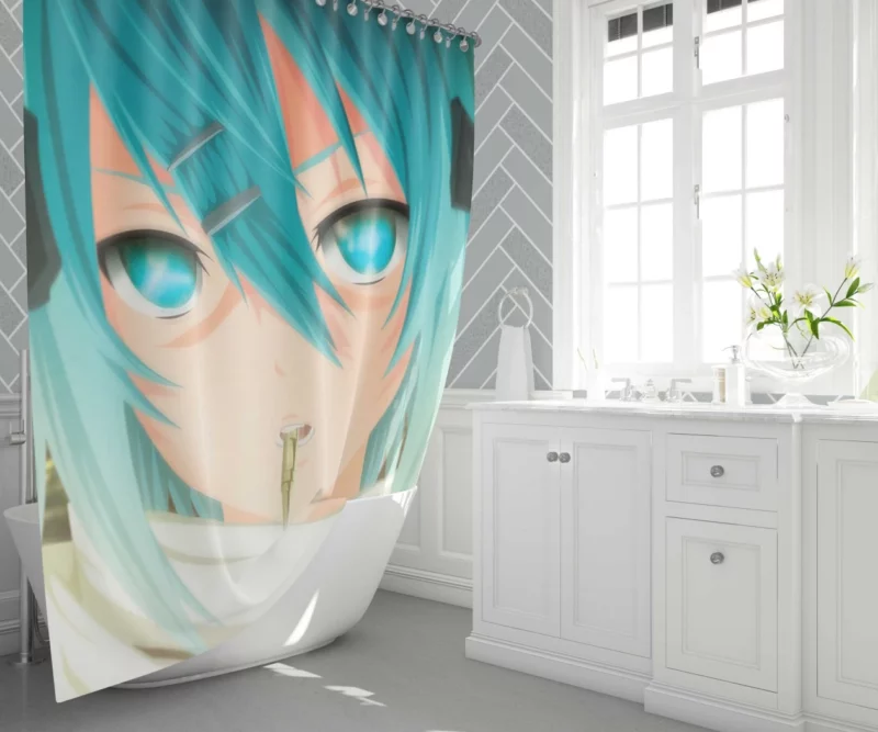 Sinon Shino Asada Gun Gale Online Anime Shower Curtain 1