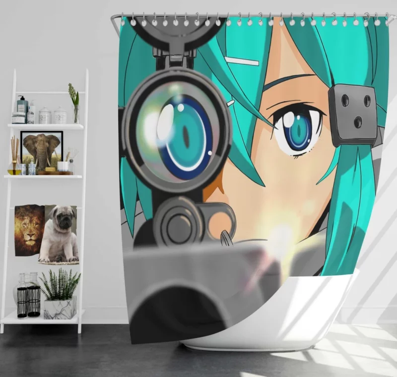 Sinon Shino Asada Rising Beyond Limits Anime Shower Curtain