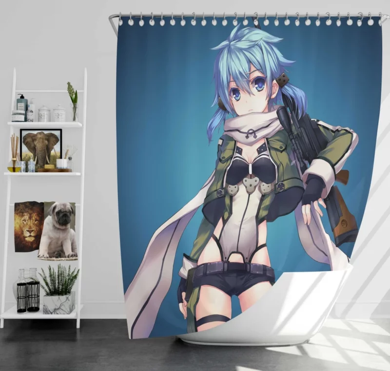 Sinon Shino Asada Virtual Heroine Anime Shower Curtain