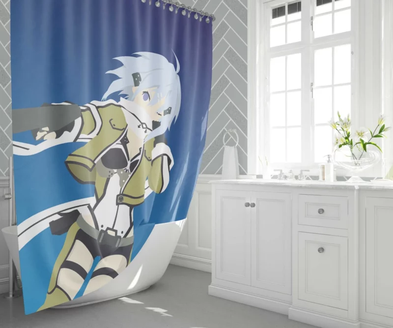 Sinon Shino Asada and Kirito Allies Anime Shower Curtain 1