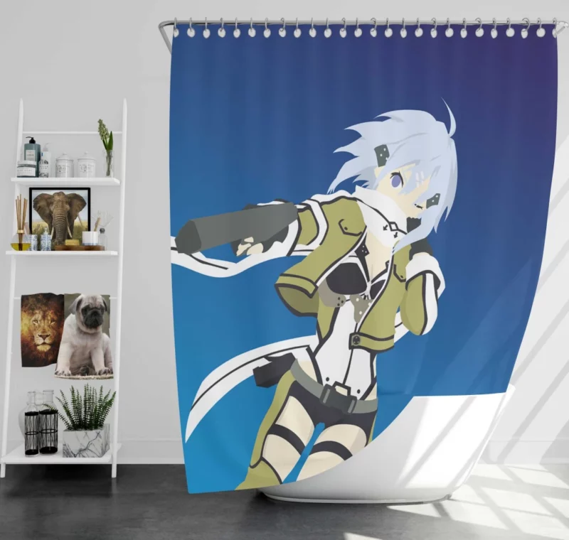 Sinon Shino Asada and Kirito Allies Anime Shower Curtain