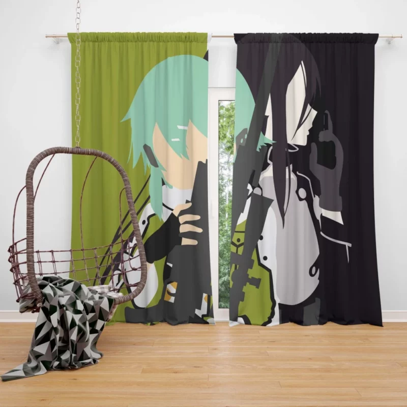 Sinon Shino Asada and Kirito Bonds Anime Curtain