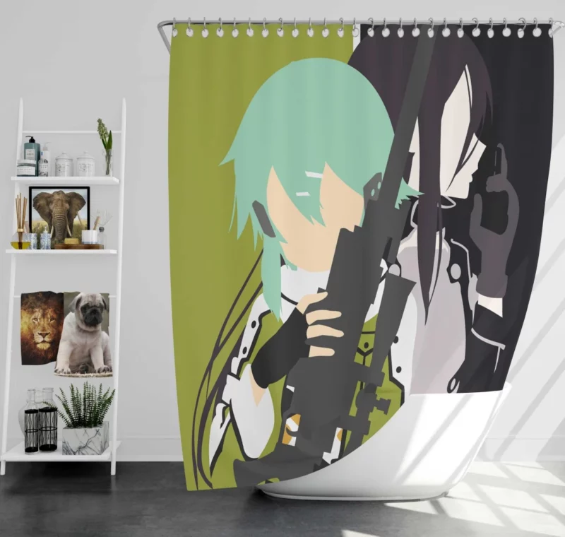 Sinon Shino Asada and Kirito Bonds Anime Shower Curtain