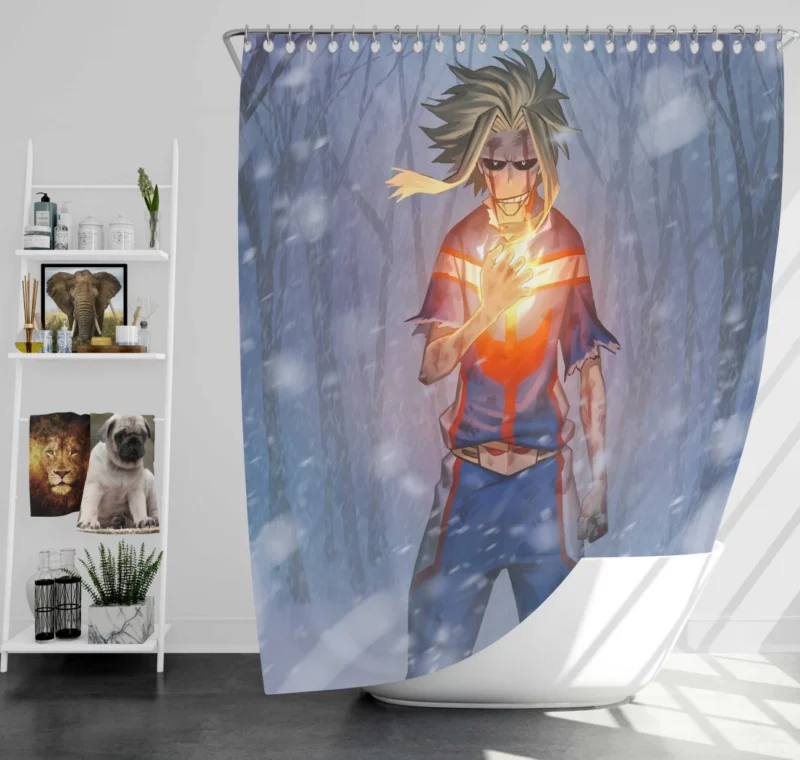 Snowy Man All Might Forest Journey Anime Shower Curtain