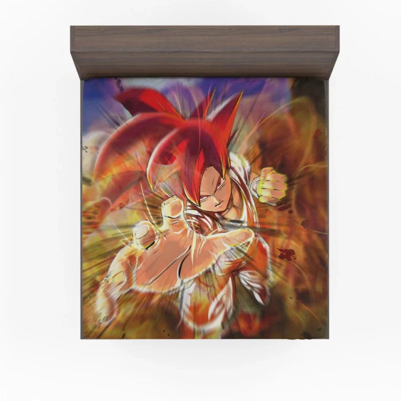 Son Goku Red-Haired Heroic Warrior Anime Fitted Sheet