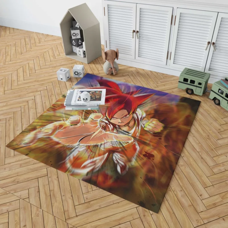 Son Goku Red-Haired Heroic Warrior Anime Rug 1