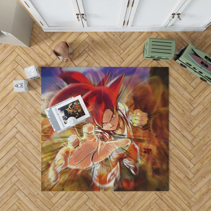 Son Goku Red-Haired Heroic Warrior Anime Rug