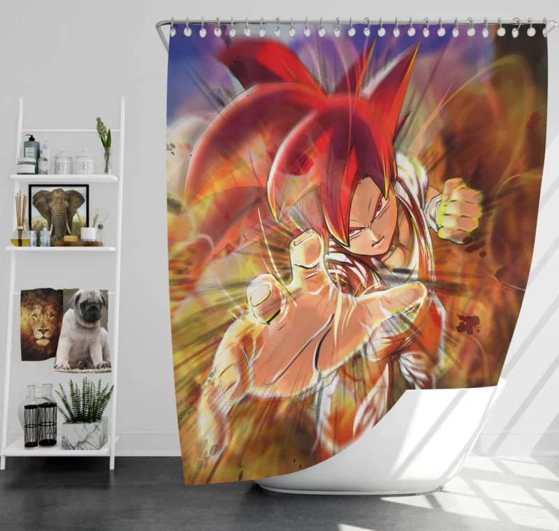 Son Goku Red-Haired Heroic Warrior Anime Shower Curtain