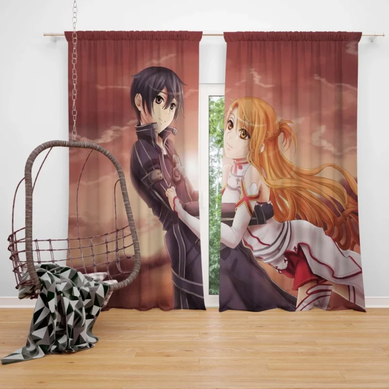 Sunset Moments with Kirito and Asuna Anime Curtain