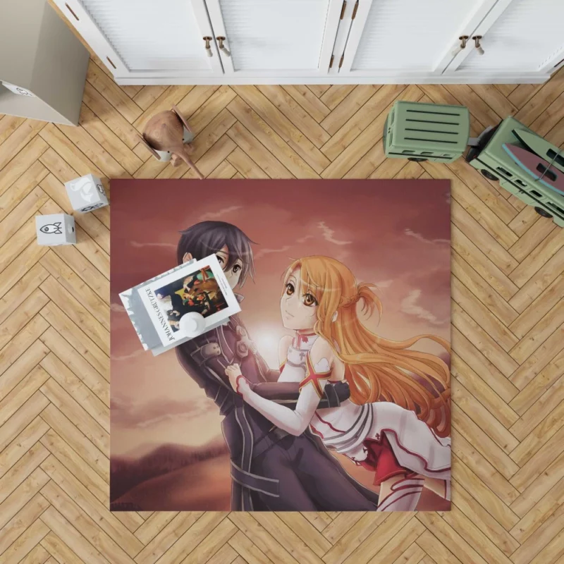 Sunset Moments with Kirito and Asuna Anime Rug