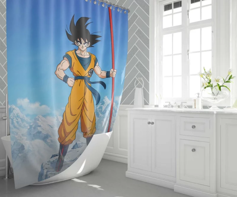 Super Goku Ultimate Adventure Unleashed Anime Shower Curtain 1