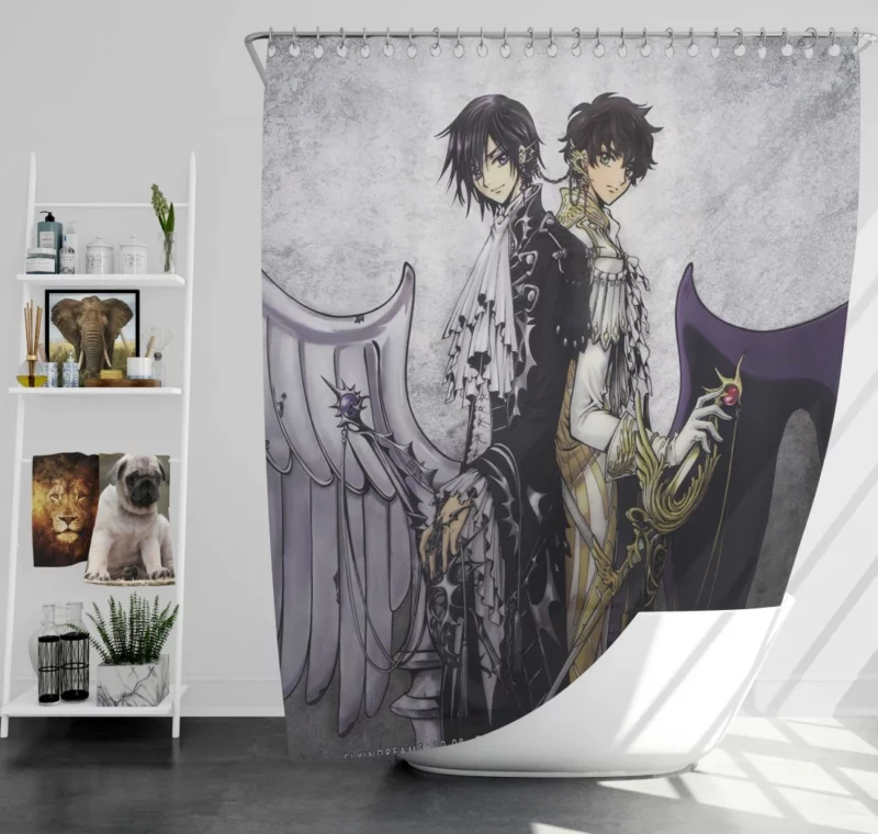 Suzaku & Lelouch Partnership Anime Shower Curtain