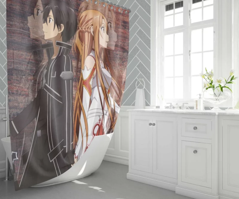 Sword Art Bond Kirito and Asuna Anime Shower Curtain 1