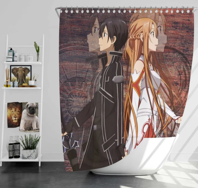 Sword Art Bond Kirito and Asuna Anime Shower Curtain