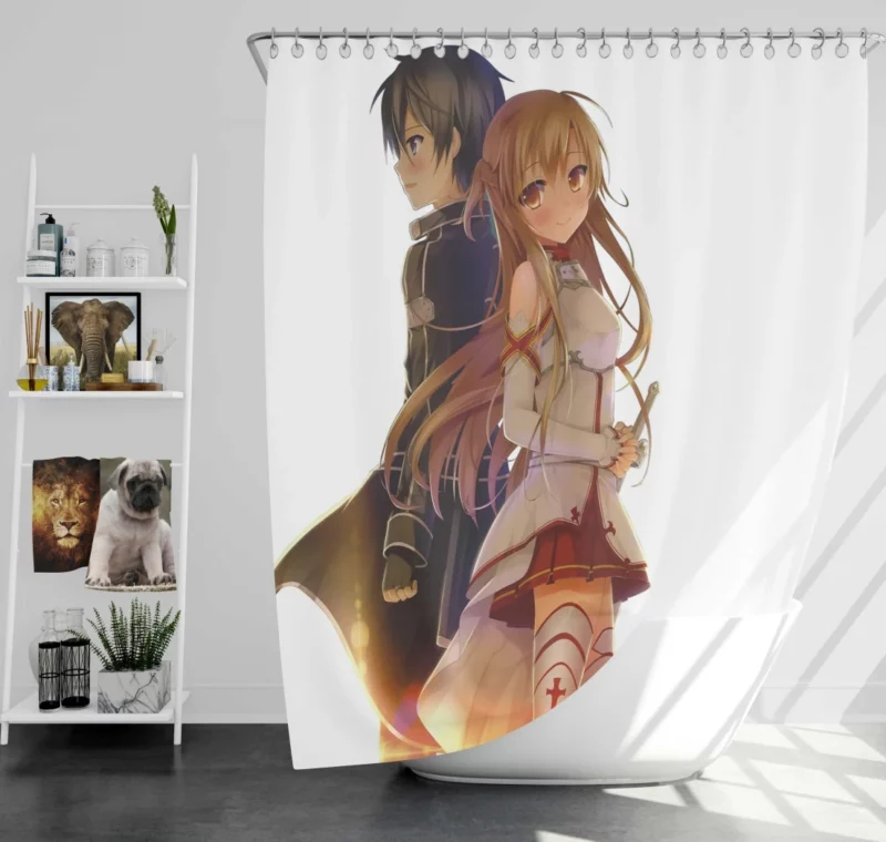 Sword Art Duo Asuna and Kirito Anime Shower Curtain