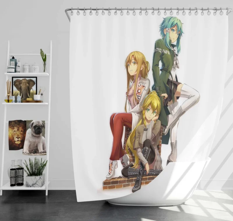 Sword Art Online Heroines Unite Anime Shower Curtain