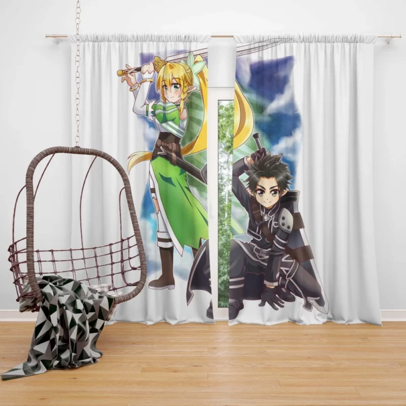 Sword Art Siblings Kirito Leafa Suguha Anime Curtain