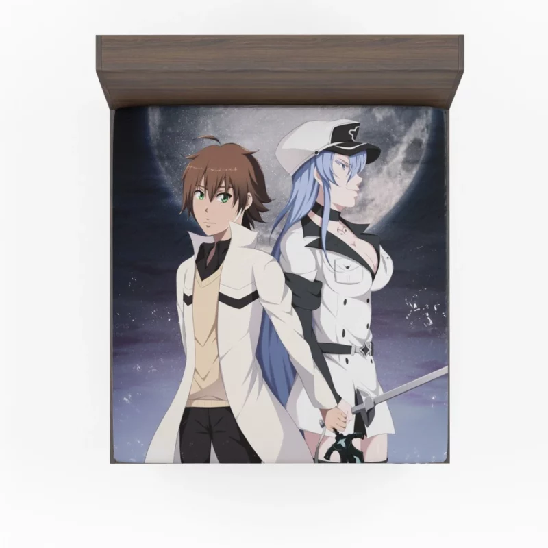 Tatsumi and Esdeath Akame ga Kill! Romance Anime Fitted Sheet