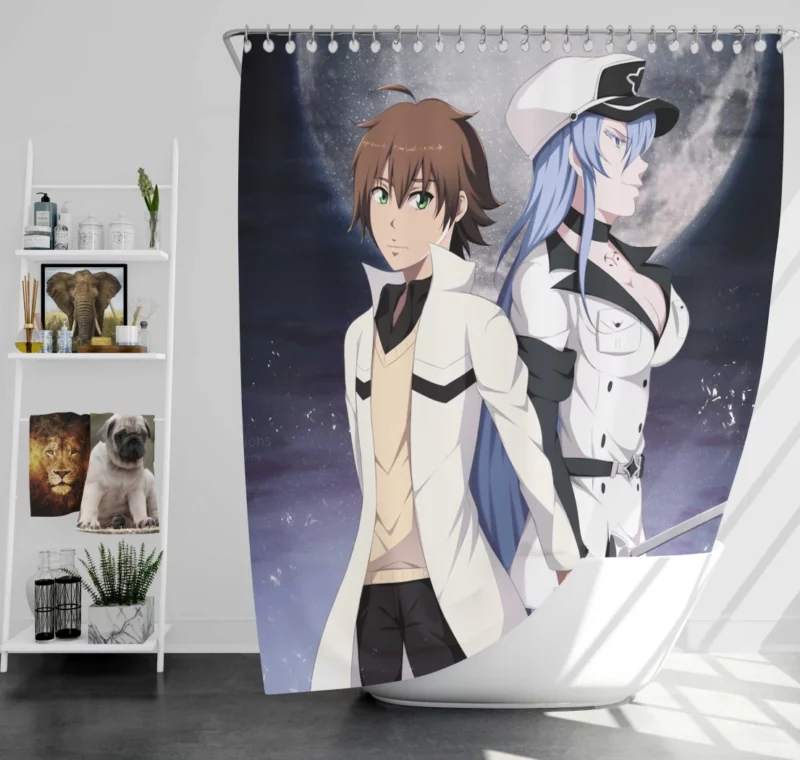 Tatsumi and Esdeath Akame ga Kill! Romance Anime Shower Curtain