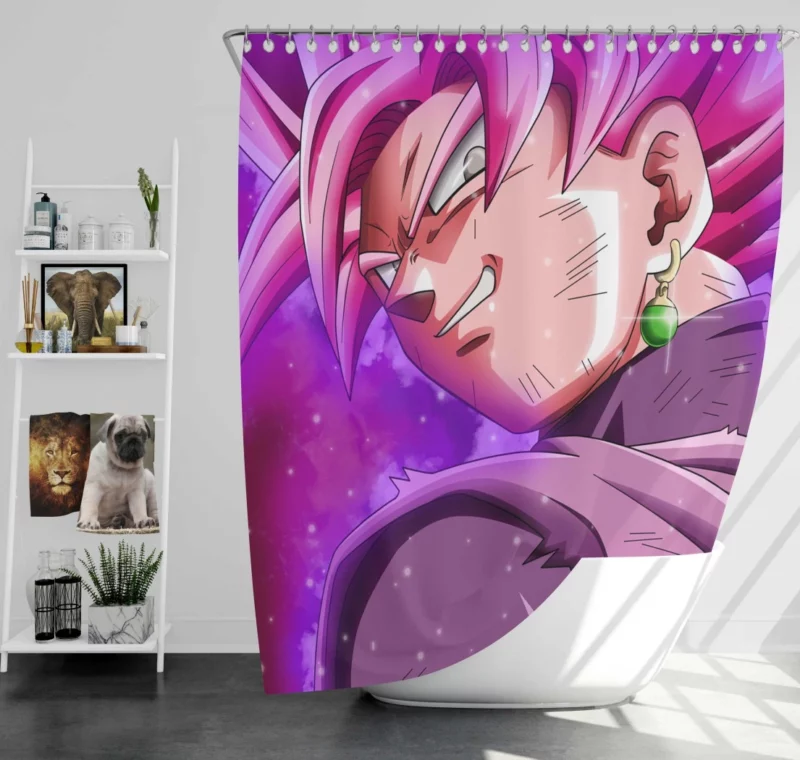 The Enigma of Black Goku Rosé Form Anime Shower Curtain