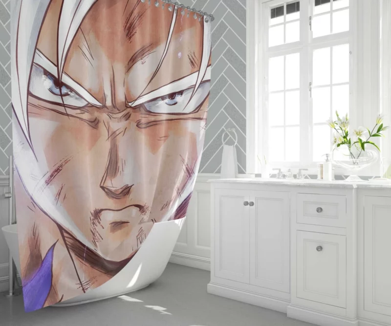 The Mystery of Goku White-Haired Form Anime Shower Curtain 1