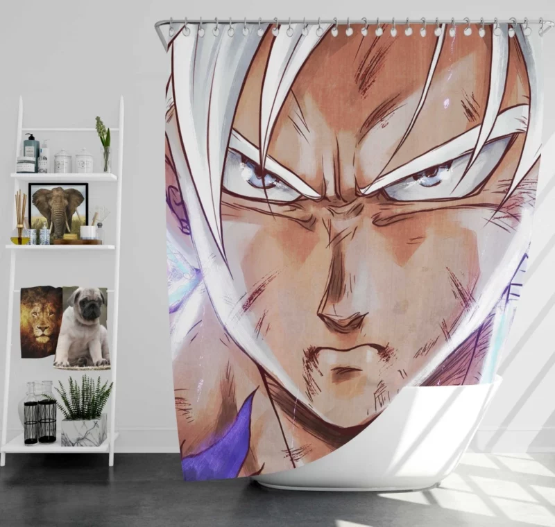 The Mystery of Goku White-Haired Form Anime Shower Curtain