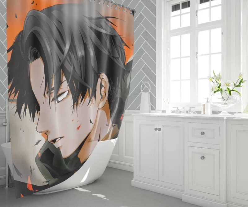 Titan Levi Ackerman Manga Anime Shower Curtain 1