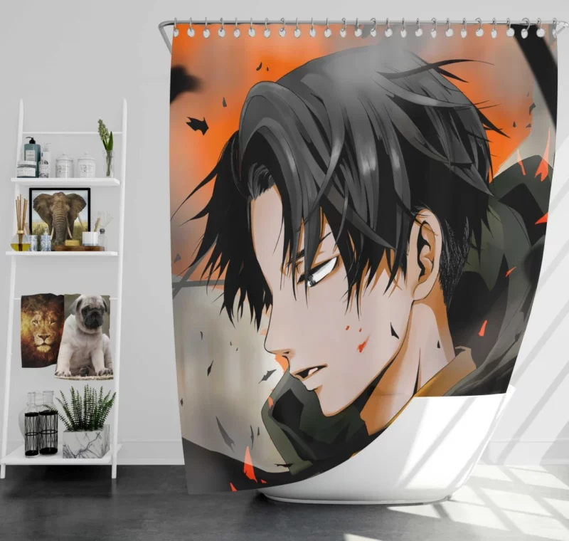 Titan Levi Ackerman Manga Anime Shower Curtain