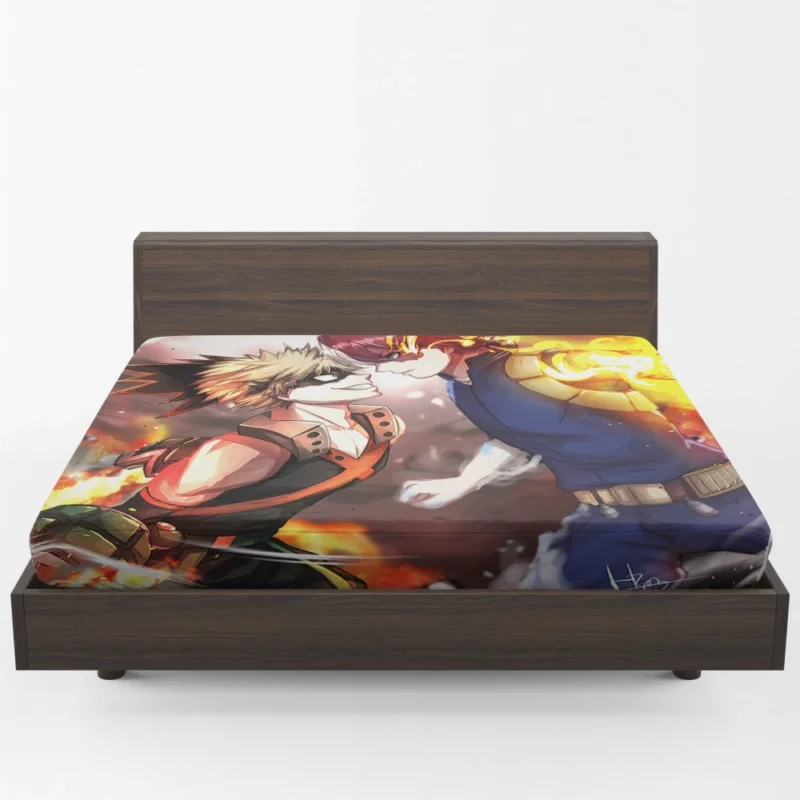 Todoroki and Bakugou Dynamic Duo Anime Fitted Sheet 1