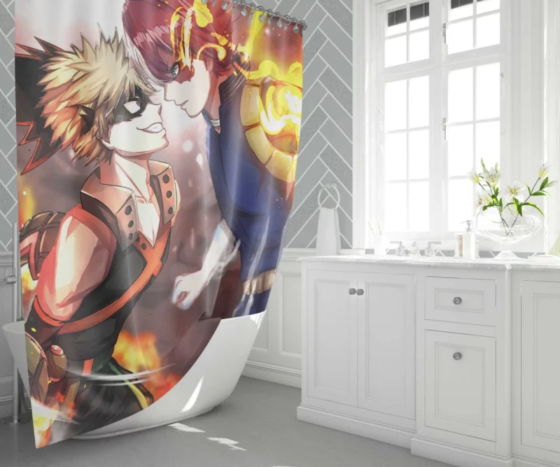 Todoroki and Bakugou Dynamic Duo Anime Shower Curtain 1