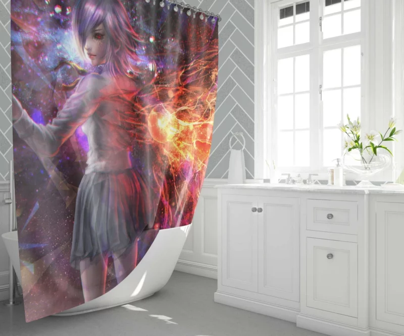 Touka Kirishima Mysterious Ghoul Girl Anime Shower Curtain 1