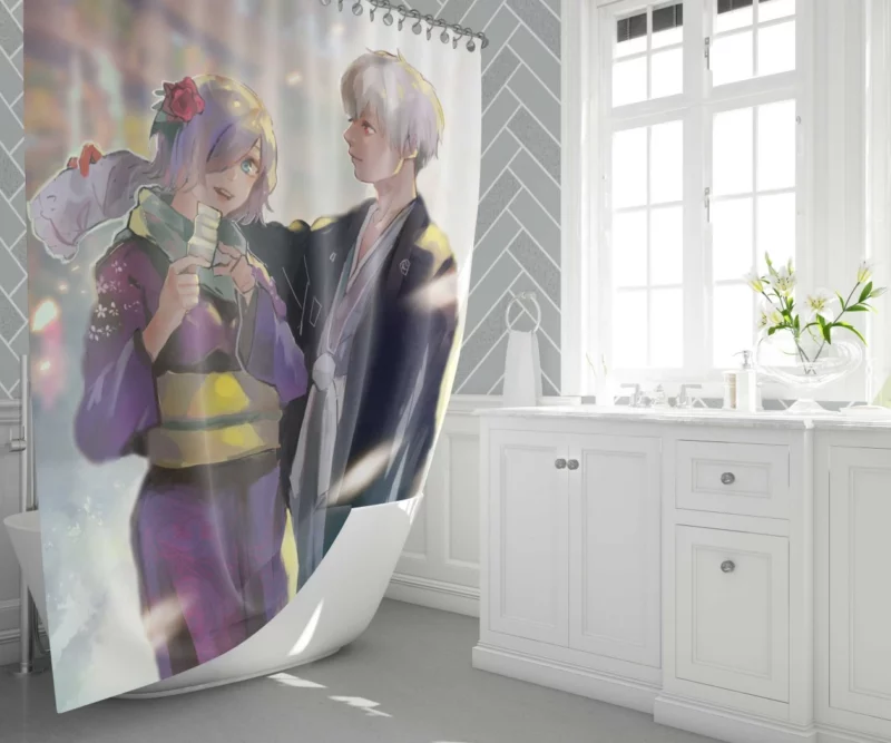 Touka and Haise Ghoul Bonds Anime Shower Curtain 1