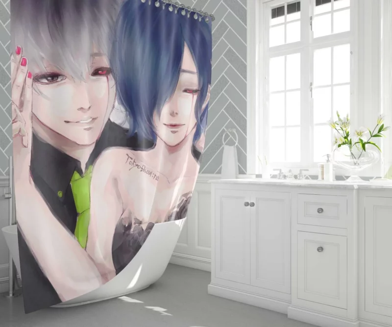 Touka and Kaneki Ghoulish Pair Anime Shower Curtain 1