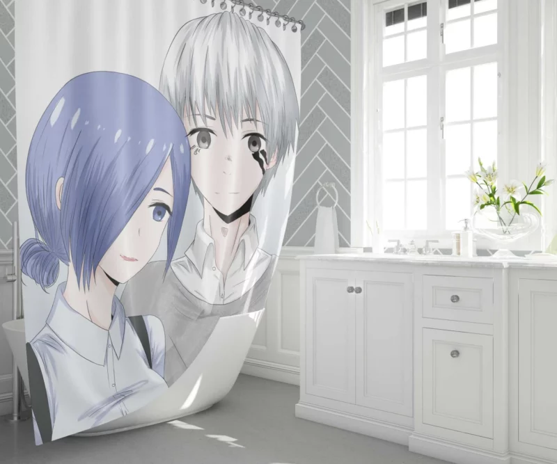 Touka and Kaneki Tokyo Ghoul Connection Anime Shower Curtain 1