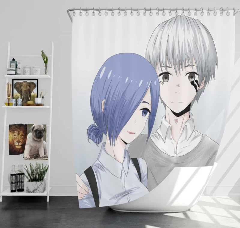 Touka and Kaneki Tokyo Ghoul Connection Anime Shower Curtain