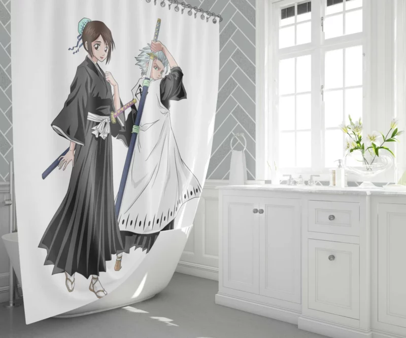 Toushiro Hitsugaya Snowy Protector Anime Shower Curtain 1