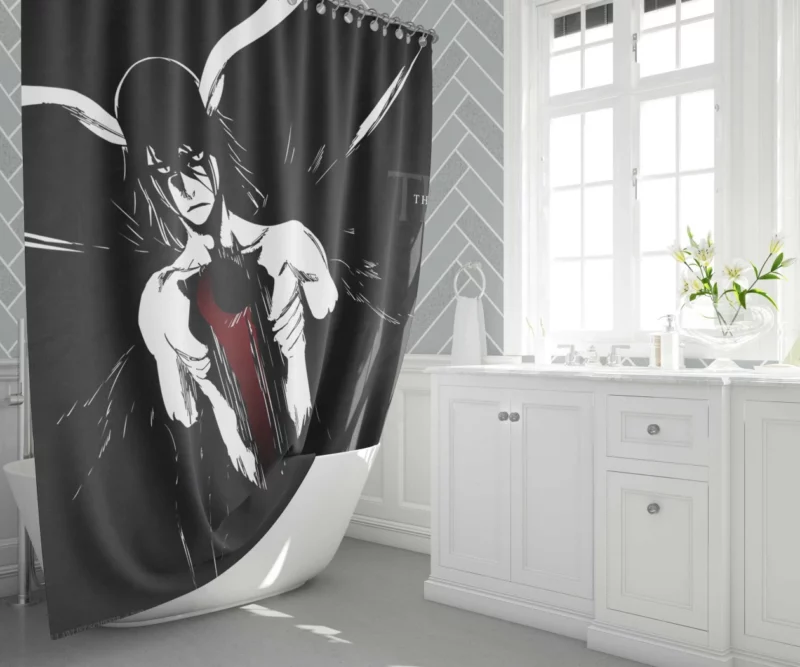 Ulquiorra Cifer Crescent Moon Embrace Anime Shower Curtain 1