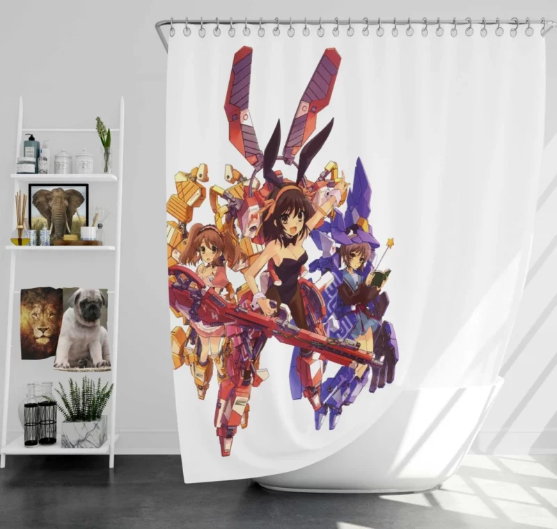 Ulquiorra Orihime and Haruhi Suzumiya Anime Trio Shower Curtain