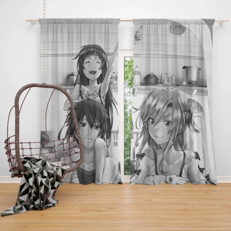 Unity of Kirito Asuna and Yui Anime Curtain