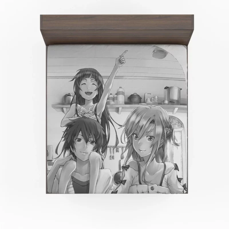 Unity of Kirito Asuna and Yui Anime Fitted Sheet
