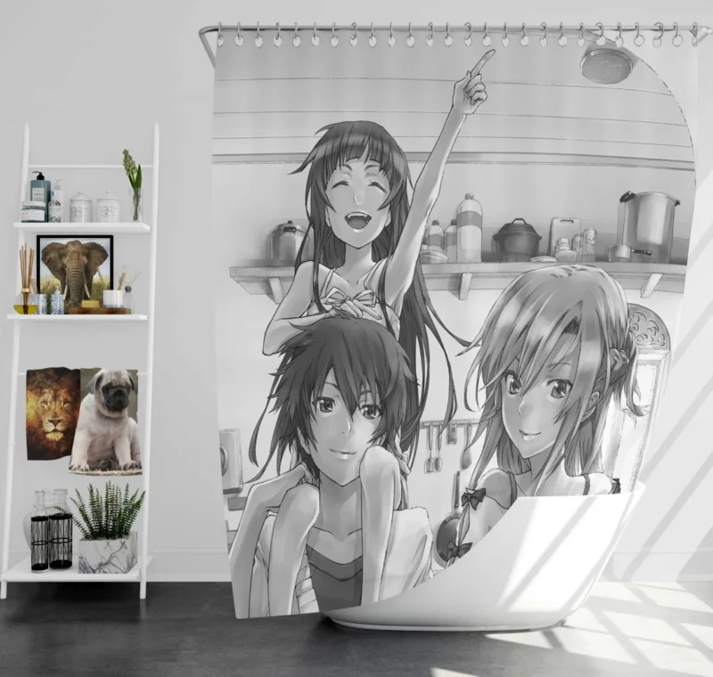 Unity of Kirito Asuna and Yui Anime Shower Curtain