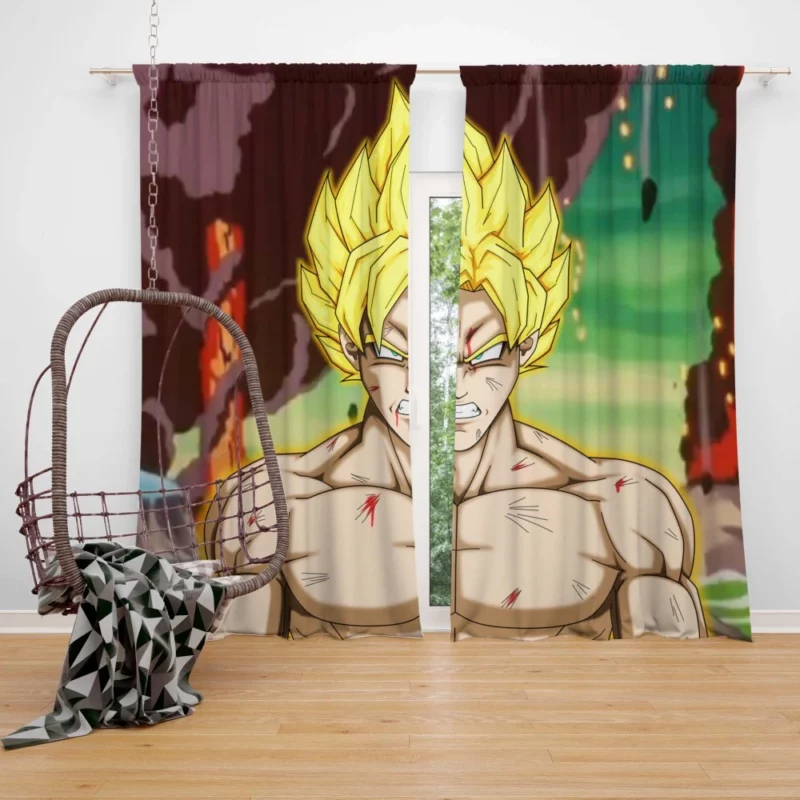 Unleashing Power Super Saiyan Goku Anime Curtain