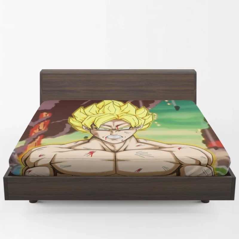 Unleashing Power Super Saiyan Goku Anime Fitted Sheet 1