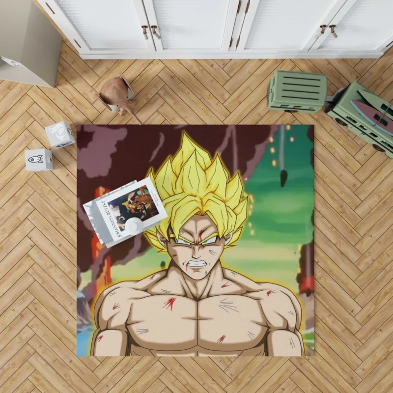 Unleashing Power Super Saiyan Goku Anime Rug