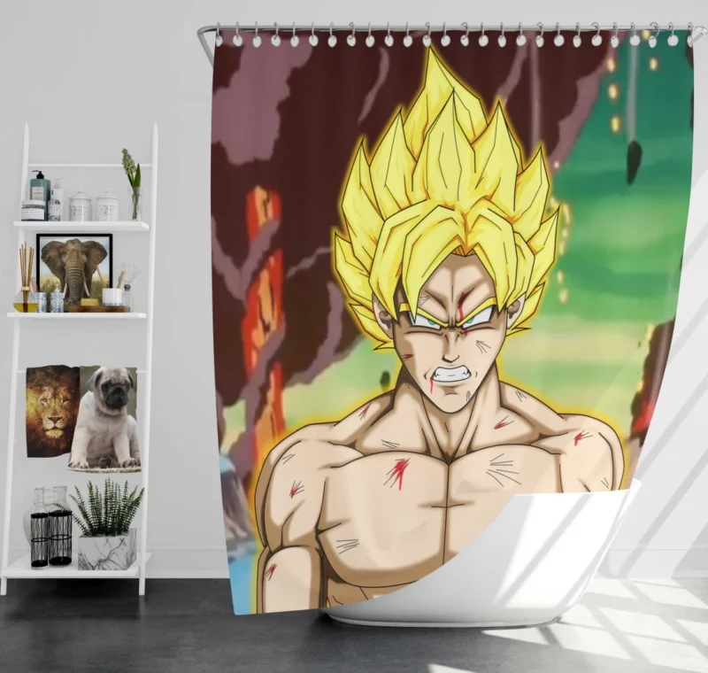 Unleashing Power Super Saiyan Goku Anime Shower Curtain