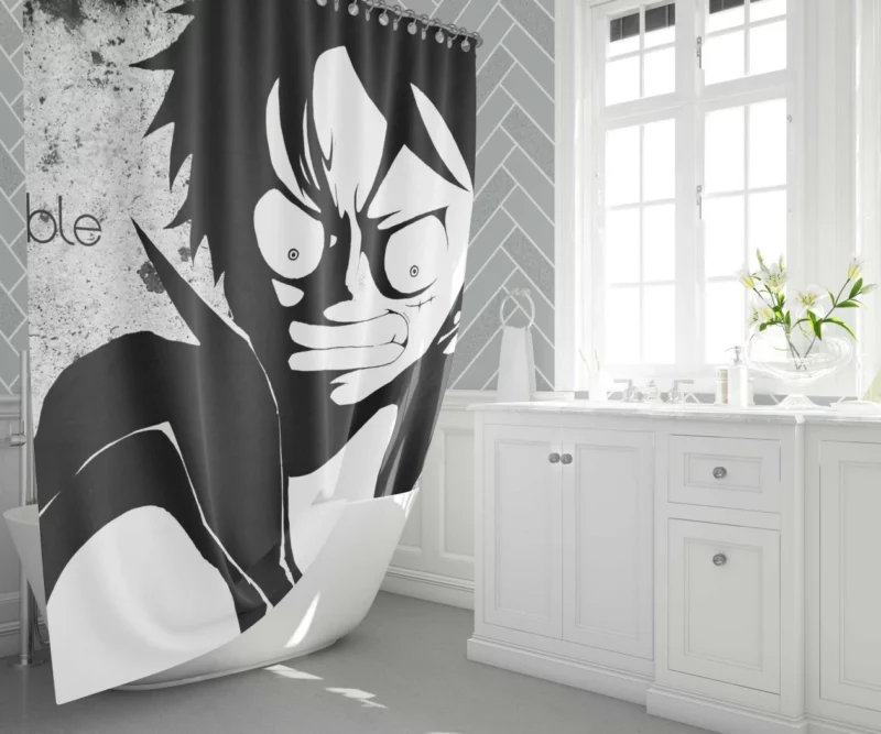 Unstoppable Monkey D. Luffy Anime Shower Curtain 1