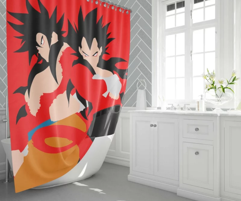 Unveiling Super Saiyan 4 Goku and Vegeta Anime Shower Curtain 1